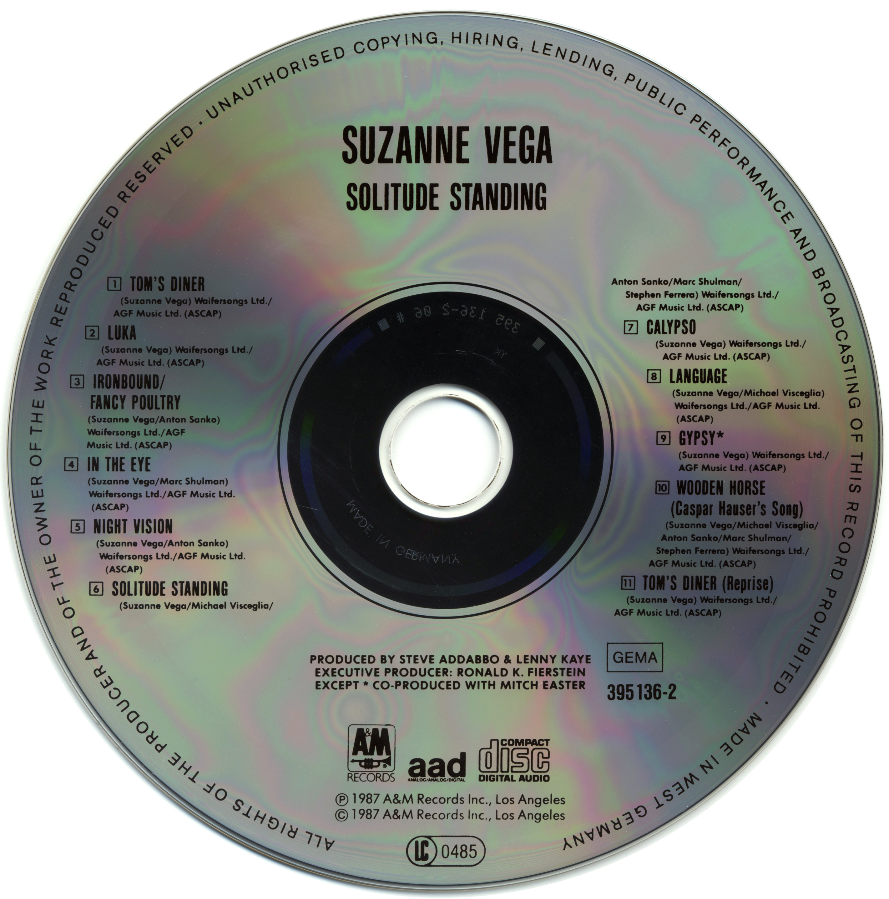 Suzanne Vega  Solitude Standing : CD
